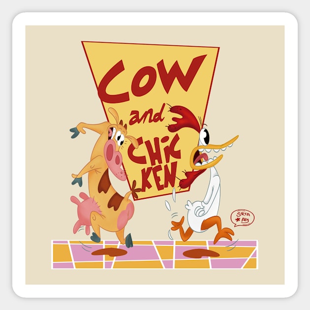 Cow and Chiken Sticker by Srta.aly